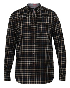 D555 Destin Long Sleeve Check Shirt Black Tan